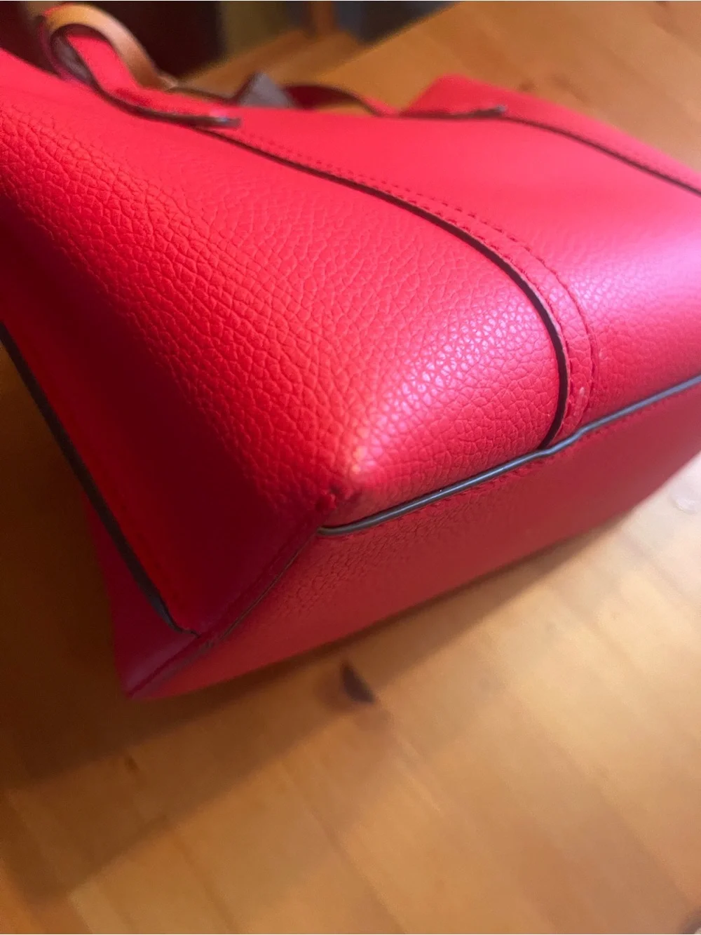 Tory Burch Perry Small Red Leather Tote Detachable Strap Crossbody
